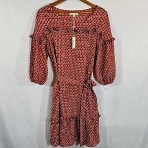 Max Studio Crepe Tie Waist Printed Women's Mini Dress Size: S NWT
